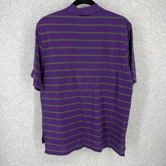 Ralph Lauren Polo Golf Shirt Size CL Purple Green Stripe Vintage Knit Casual - Picture 5 of 12